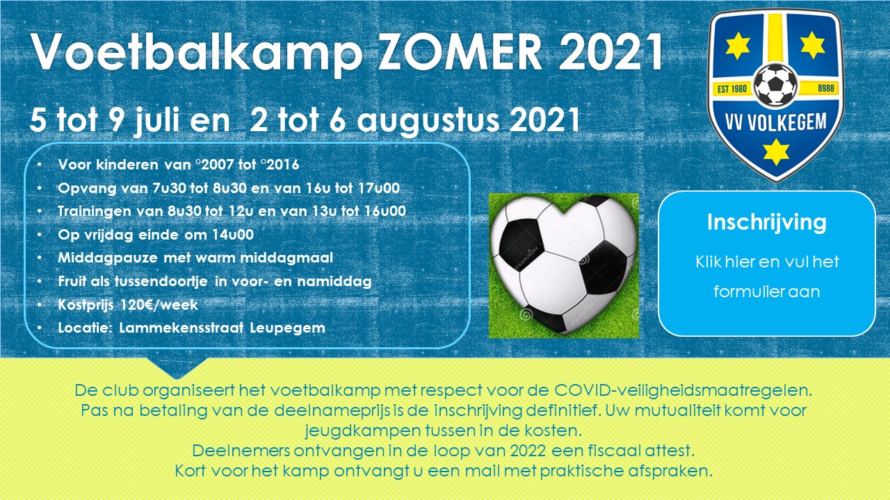 inschrijving voetbalstage zomer 2021